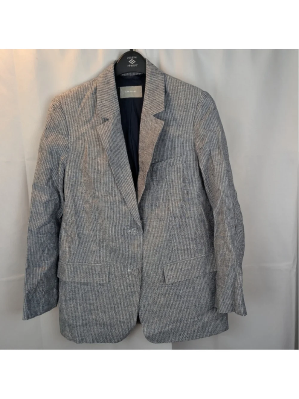 Everlane 100% Linen Blazer Jacket Striped Navy Lined Oversized Size 4 new no tag
